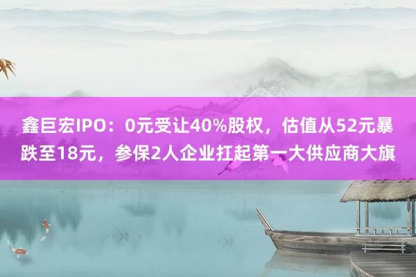 鑫巨宏IPO：0元受让40%股权，估值从52元暴跌至18元，参保2人企业扛起第一大供应商大旗