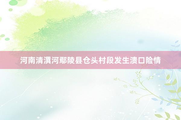 河南清潩河鄢陵县仓头村段发生溃口险情