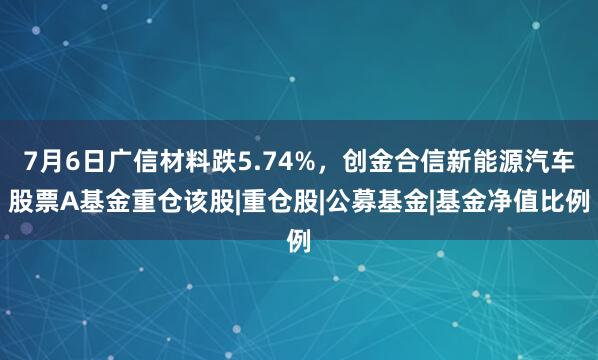 7月6日广信材料跌5.74%，创金合信新能源汽车股票A基金重仓该股|重仓股|公募基金|基金净值比例