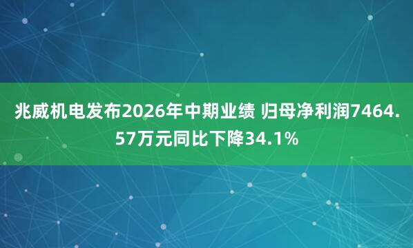 兆威机电发布2026年中期业绩 归母净利润7464.57万元同比下降34.1%