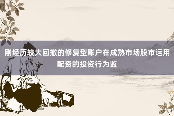 刚经历较大回撤的修复型账户在成熟市场股市运用配资的投资行为监