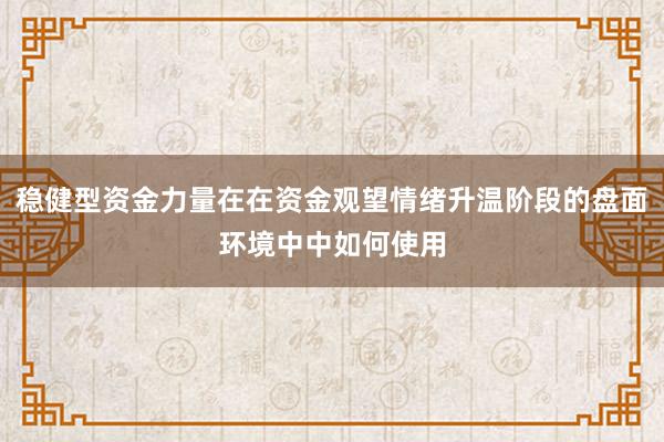 稳健型资金力量在在资金观望情绪升温阶段的盘面环境中中如何使用