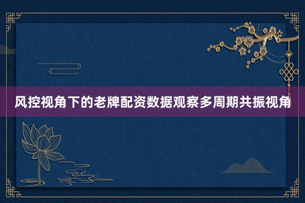 风控视角下的老牌配资数据观察多周期共振视角