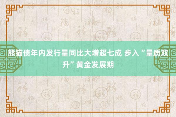 熊猫债年内发行量同比大增超七成 步入“量质双升”黄金发展期