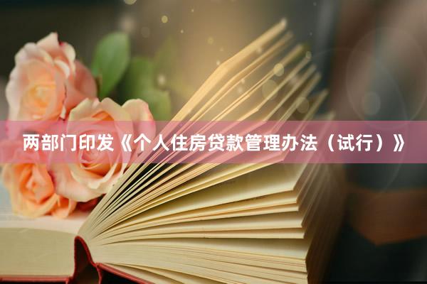两部门印发《个人住房贷款管理办法（试行）》