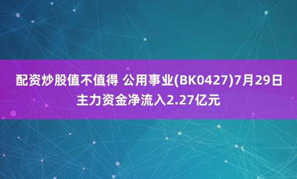 配资炒股值不值得 公用事业(BK0427)7月29日主力资金净流入2.27亿元