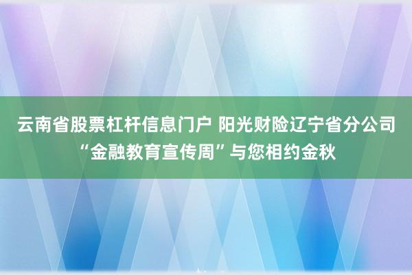 云南省股票杠杆信息门户 阳光财险辽宁省分公司“金融教育宣传周”与您相约金秋