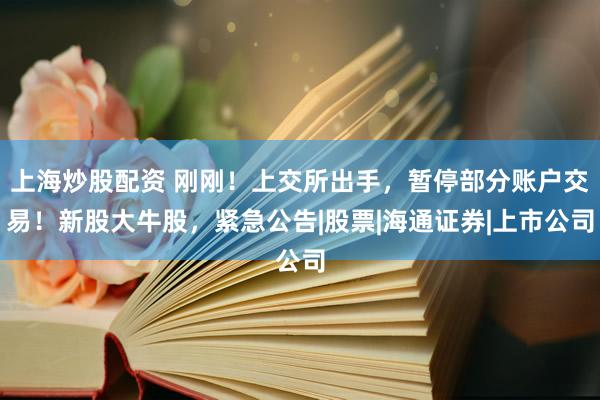 上海炒股配资 刚刚！上交所出手，暂停部分账户交易！新股大牛股，紧急公告|股票|海通证券|上市公司